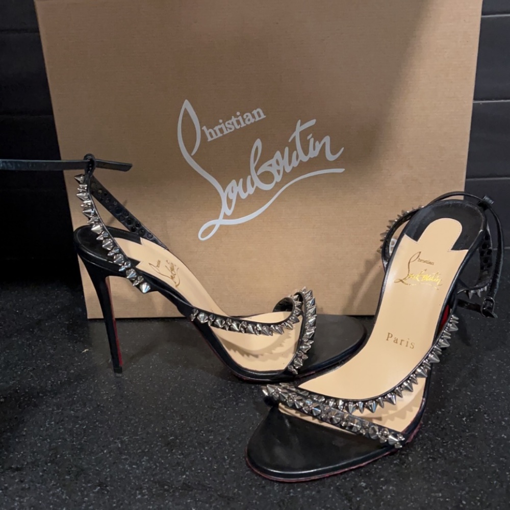 Christian Louboutin Black Mafaldina Spikes 100 Heeled Sandals